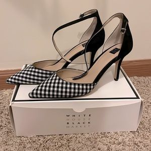 Black and white gingham pumps size 10.